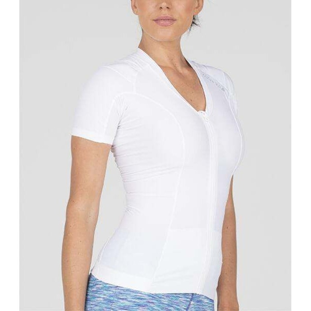 AlignMed Posture Shirt Women XS White Zipper NeuroBand Performance Compression